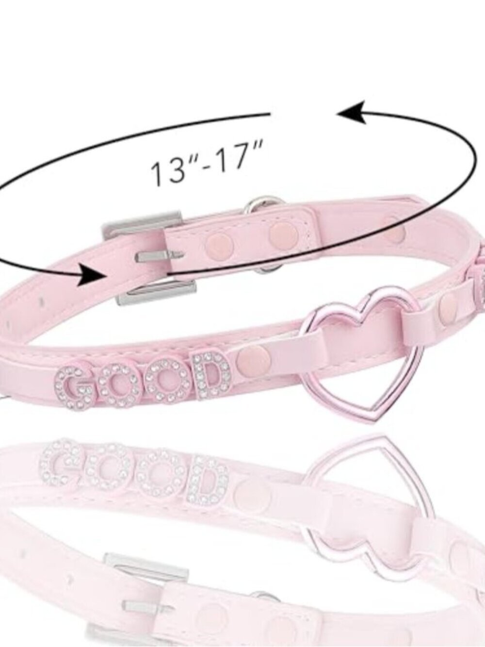 Black Heart O-ring Choker Necklace For Women, Cute Pink Little Letter